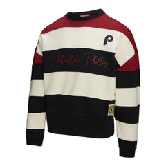 Philadelphia Phillies Mitchell & Ness Women's Cooperstown Collection Blocked Fleece Pullover Sweatshirt- Burgundy/Black Pullover - MLB