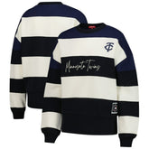 Minnesota Twins Mitchell & Ness Women's Cooperstown Collection Blocked Fleece Pullover Sweatshirt- Navy/Black Pullover - MLB