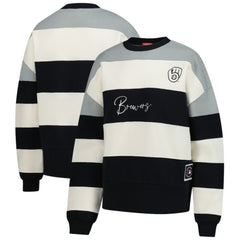 Milwaukee Brewers Mitchell & Ness Women's Cooperstown Collection Blocked Fleece Pullover Sweatshirt- Gray/Black Pullover - MLB