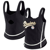 Pittsburgh Steelers WEAR by Erin Andrews Women's Square Neck Tank Top Black | NFL