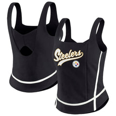 Pittsburgh Steelers WEAR by Erin Andrews Women's Square Neck Tank Top Black | NFL