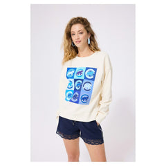 Chicago Cubs Terez Women's Technicolor Oversized Pullover Sweatshirt - MLB