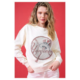 New York Yankees Terez Women's Oversized Gemstone Logo Sweatshirt - MLB