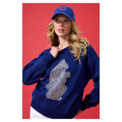 Chicago Cubs Terez Women's Oversized Gemstone Logo Sweatshirt - MLB