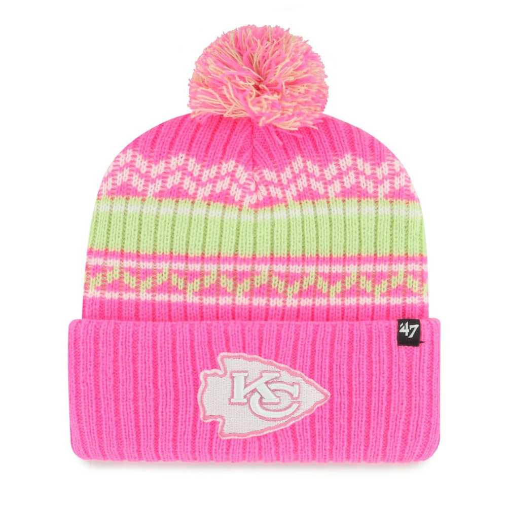 Kansas City Chiefs '47 Girls Youth Polar Vortex Cuffed Knit Hat with Pom Pink | 47 brand