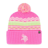 Minnesota Vikings '47 Girls Youth Polar Vortex Cuffed Knit Hat with Pom Pink | 47 brand