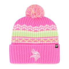 Minnesota Vikings '47 Girls Youth Polar Vortex Cuffed Knit Hat with Pom Pink | 47 brand