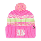 Cincinnati Bengals '47 Girls Youth Polar Vortex Cuffed Knit Hat with Pom Pink | 47 brand