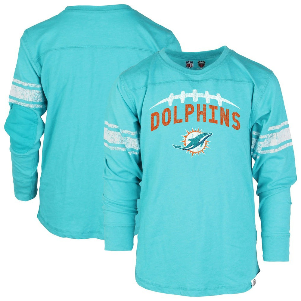 Miami Dolphins Wes & Willy Youth Football Long Sleeve T-Shirt Aqua | NFL