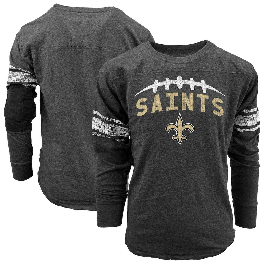 New Orleans Saints Wes & Willy Youth Football Long Sleeve T-Shirt Black | NFL