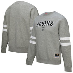 Boston Bruins Mitchell & Ness Women's Logo Lightweight Pullover Sweatshirt - Heather Gray - NHL