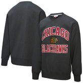 Chicago Blackhawks Mitchell & Ness Playoff Win Fleece Pullover Sweatshirt - Heather Charcoal - NHL