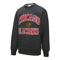 Chicago Blackhawks Mitchell & Ness Playoff Win Fleece Pullover Sweatshirt - Heather Charcoal - NHL