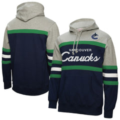 Vancouver Canucks Mitchell & Ness Head Coach Pullover Hoodie - Navy/Gray - NHL