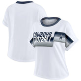 Dallas Cowboys WEAR by Erin Andrews Women's Cropped Center Stripe Dolman T-Shirt White | NFL