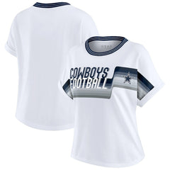 Dallas Cowboys WEAR by Erin Andrews Women's Cropped Center Stripe Dolman T-Shirt White | NFL