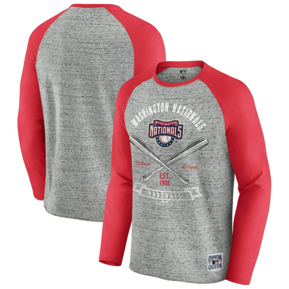 Washington Nationals Darius Rucker Collection by Fanatics Raw Edge Raglan Long Sleeve Baseball T-Shirt - MLB