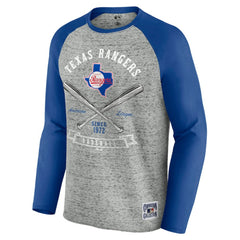 Texas Rangers Darius Rucker Collection by Fanatics Raw Edge Raglan Long Sleeve Baseball T-Shirt - MLB