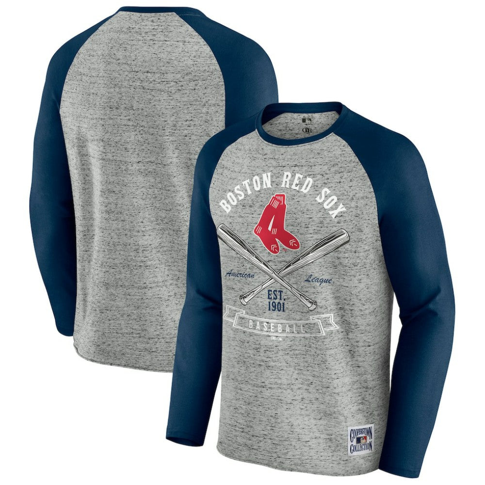 Boston Red Sox Darius Rucker Collection by Fanatics Raw Edge Raglan Long Sleeve Baseball T-Shirt - MLB