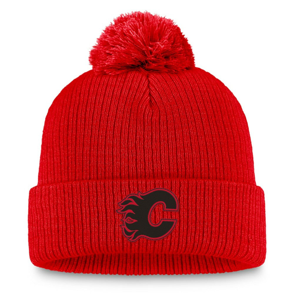 Calgary Flames Fanatics Women's Cuffed Knit Hat with Pom - Red - NHL