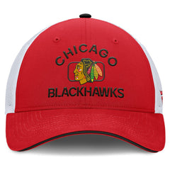 Chicago Blackhawks Fanatics Authentic Pro Rink Adjustable Trucker Hat - Red/White - NHL