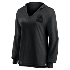 Cleveland Browns Women's Blackout Slub Hoodie V-Neck Long Sleeve T-Shirt | Fanatics