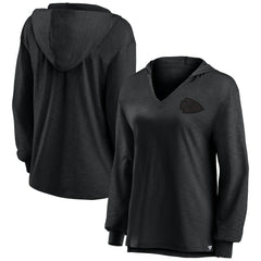 Kansas City Chiefs Women's Blackout Slub Hoodie V-Neck Long Sleeve T-Shirt | Fanatics