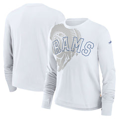 Los Angeles Rams Women's Layered Logo Cropped Long Sleeve Fashion T-Shirt White | Nike for Sale