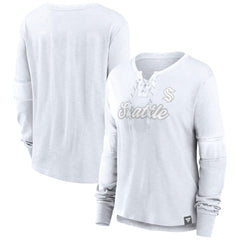 Seattle Kraken Fanatics Women's White Out Lace-Up Fashion Long Sleeve T-Shirt - NHL