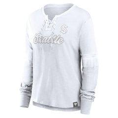 Seattle Kraken Fanatics Women's White Out Lace-Up Fashion Long Sleeve T-Shirt - NHL