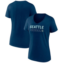 Seattle Kraken Fanatics Women's V-Neck T-Shirt - Deep Sea Blue - NHL