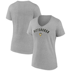 Pittsburgh Penguins Fanatics Women's V-Neck T-Shirt - Gray - NHL