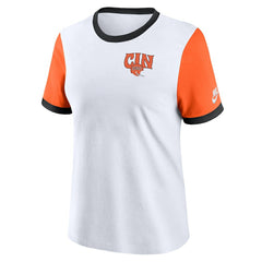 Cincinnati Bengals Women's Rewind Ringer Tri-Blend T-Shirt White | Nike for Sale