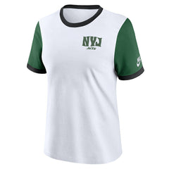 New York Jets Women's Rewind Ringer Tri-Blend T-Shirt White | Nike for Sale