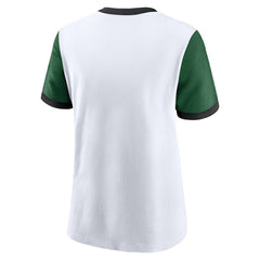 New York Jets Women's Rewind Ringer Tri-Blend T-Shirt White | Nike for Sale