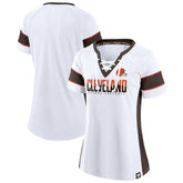 Cleveland Browns Women's Athena Lace-Up V-Neck T-Shirt White | Fanatics