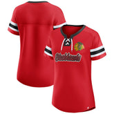 Chicago Blackhawks Fanatics Women's Iconic Athena Lace-Up T-Shirt - Red - NHL
