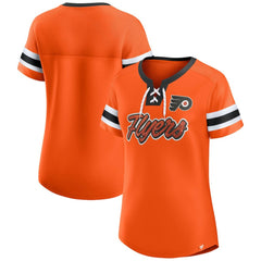 Philadelphia Flyers Fanatics Women's Iconic Athena Lace-Up T-Shirt - Orange - NHL