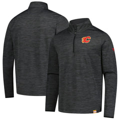 Calgary Flames Fanatics Authentic Pro Lightweight Quarter-Zip Pullover - Heather Charcoal - NHL