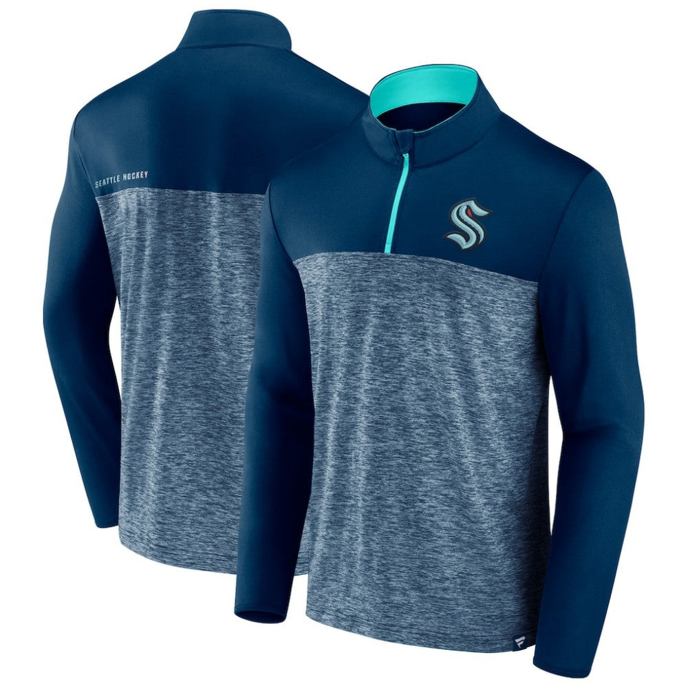 Seattle Kraken Fanatics Iconic Defender Quarter-Zip Jacket - Deep Sea Blue - NHL