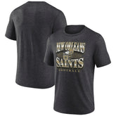 New Orleans Saints Extreme Tackle Tri-Blend T-Shirt Heather Charcoal | Fanatics