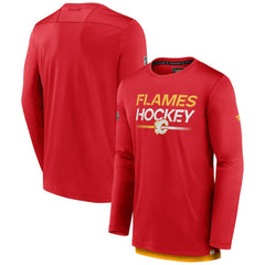 Calgary Flames Fanatics Authentic Pro Tech Long Sleeve T-Shirt - Red - NHL