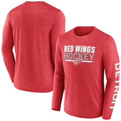 Detroit Red Wings Fanatics Sweep Iconic Synthetic Long Sleeve T-Shirt - Heather Red - NHL