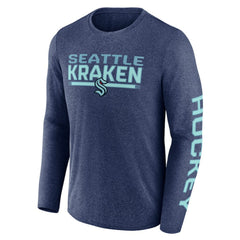 Seattle Kraken Fanatics Sweep Iconic Synthetic Long Sleeve T-Shirt - Heather Deep Sea Blue - NHL
