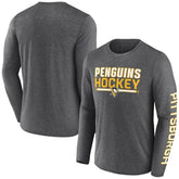Pittsburgh Penguins Fanatics Sweep Iconic Synthetic Long Sleeve T-Shirt - Heather Charcoal - NHL