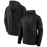 Calgary Flames Fanatics Black Ice Defender Raglan Pullover Hoodie - NHL