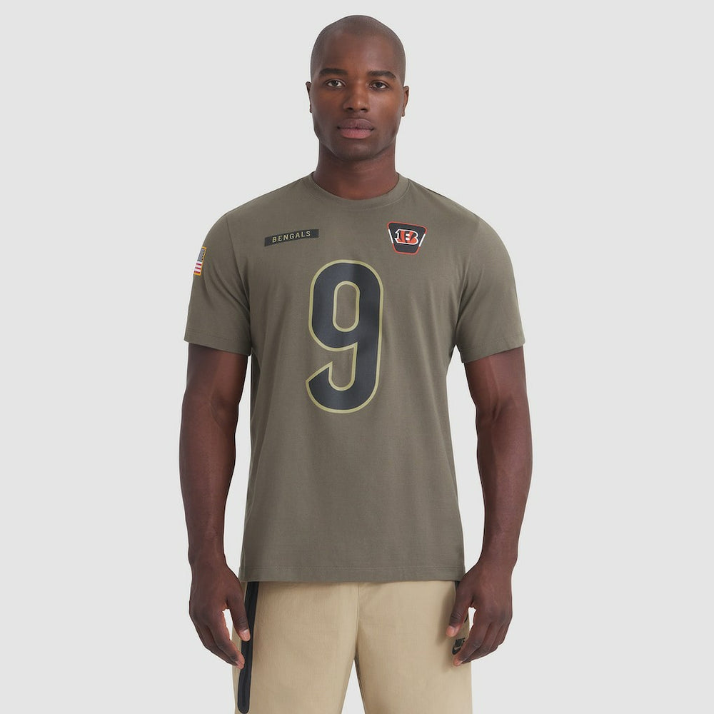 Joe Burrow Cincinnati Bengals 2025 Salute to Service Name & Number T-Shirt Olive | Nike for Sale