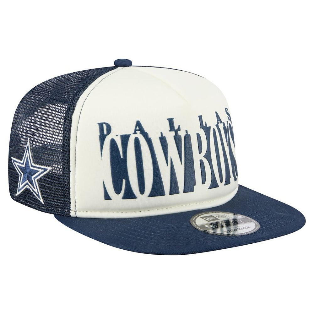 Dallas Cowboys New Era Cutout A-Frame 9FIFTY Snapback Hat Cream/Navy | NFL