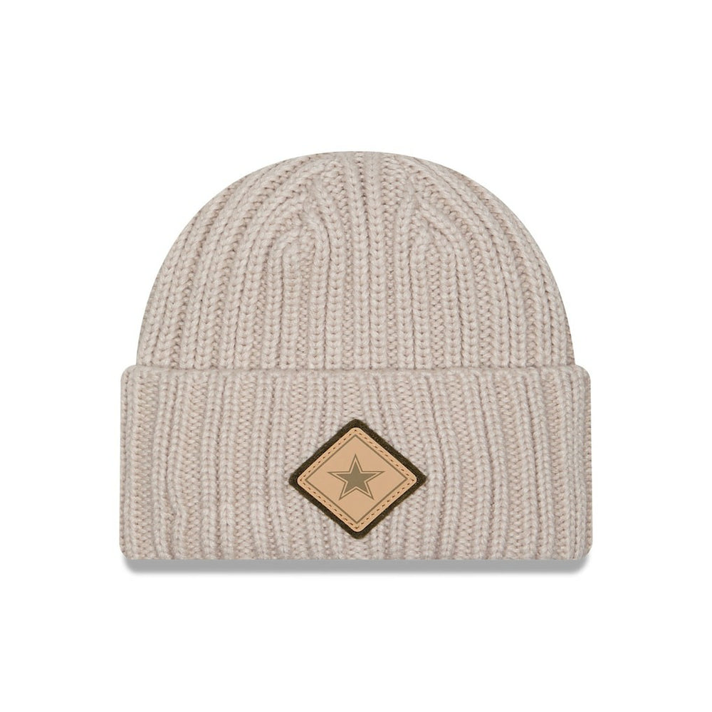 Dallas Cowboys New Era Logo Applique Cuffed Knit Hat Light Beige | NFL