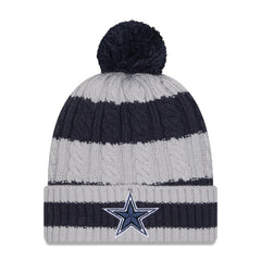 Dallas Cowboys New Era Women's Braided Cuffed Knit Hat with Pom Navy | NFL